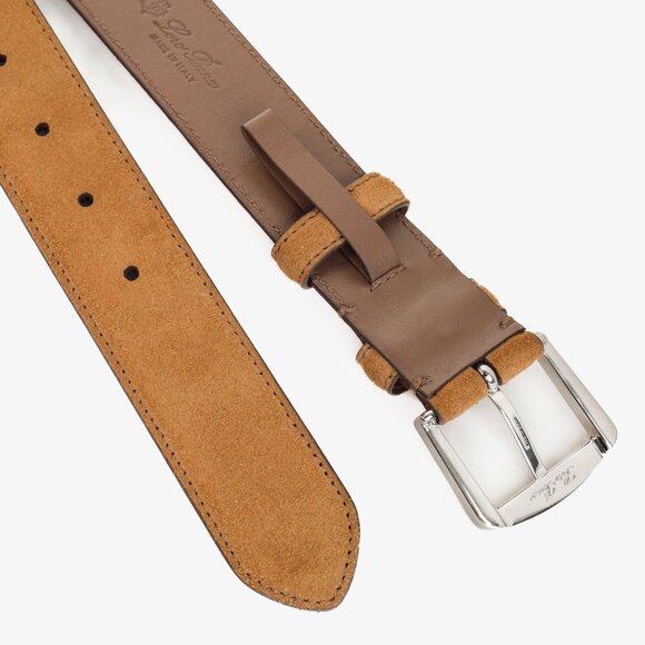 Loro Piana Alsavel Tan Suede Palladium Buckle Belt - Picture 6 of 8
